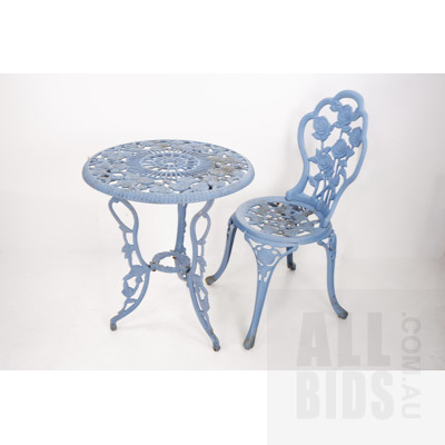Vintage cast Alloy Garden Table with Matching Chair