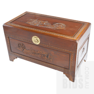 South East Asian Carved Camphorwood Chest