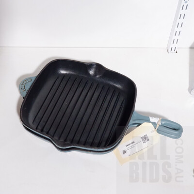 Two Crofton Enameled Cast Iron Grill Pans