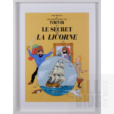 Framed Poster, Les Adventures de Tintin - Le Secret de la Licorne, 68 x 48 cm (image size)