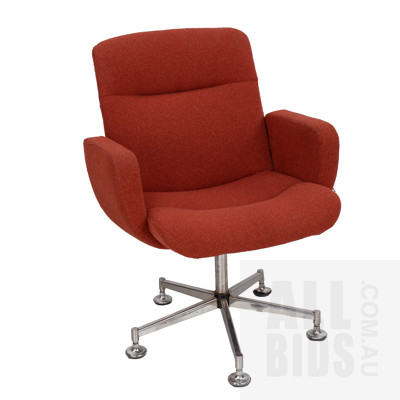 Retro Orange Fabric Upholstery Office Chair with Chrome Base