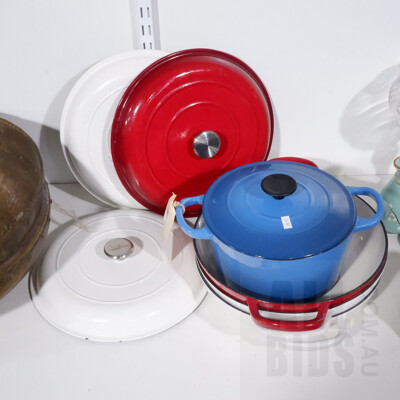 Four Pieces Crofton Enameled Cast Iron Cookware with Lids
