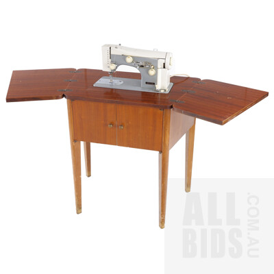 Vintage Necchi Italy Supernova Julia 534 Sewing Machine with Timber Cabinet
