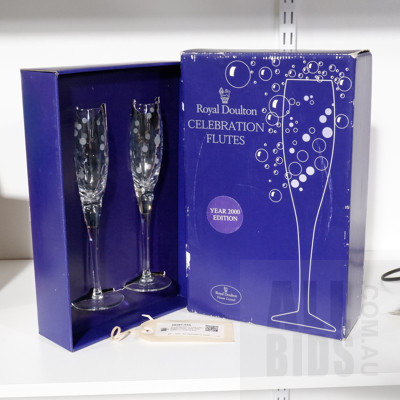 Royal Doulton Crystal Celebration Flutes, Year 2000 Edition in Original Box
