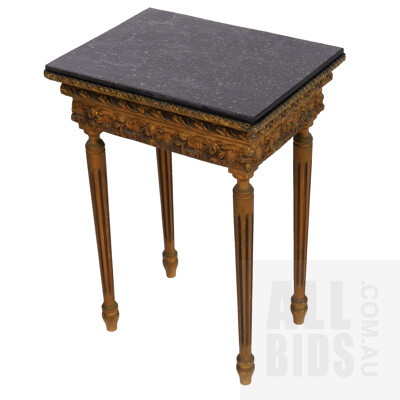 Hollywood Regency Style Gold Painted Side Table with Slate Top