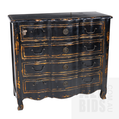 Shabby Chic Lacquered Bow Front Chest of Drawers