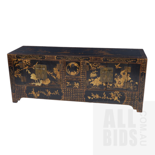 Asian Lacquered and Gilt Lowline Sideboard, Late 20th Century