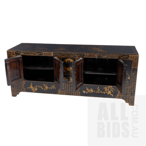 Asian Lacquered and Gilt Lowline Sideboard, Late 20th Century
