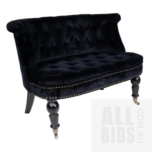 Victorian Style Brosa Salon Chair with Studded Fabric Upholstery
