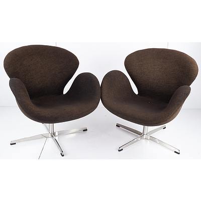 Pair of Retro Style Chairs on Chrome Swivel Base