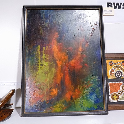 Original Abstract Oil on Board 'Bushfire' by Rita Webster 1984