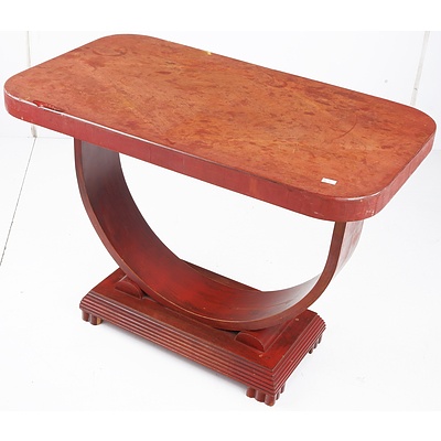 Art Deco Walnut Horseshoe Base Coffee Table