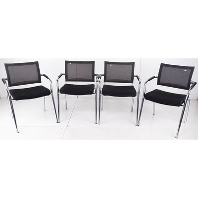 Set of Four Contemporary Chrome Framed Chairs