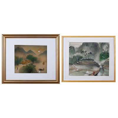 Two Asian Watercolour Landscapes