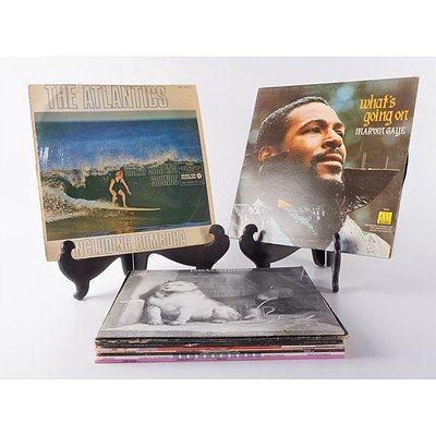 Quantity of Approximately 10 Vinyl Records Including The Atlantics, Marvin Gaye, Pavlovs Dog and More