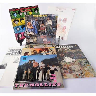 Quantity of Approximately 10 Vinyl Records Including The Who, The Rolling Stones, Three Bob Dylan Records and More
