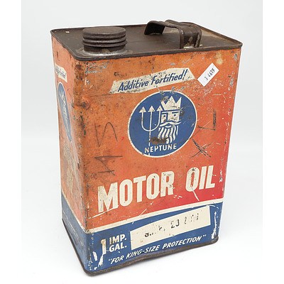 Vintage Neptune Motor Oil SAE 20/20W One Gallon Tin