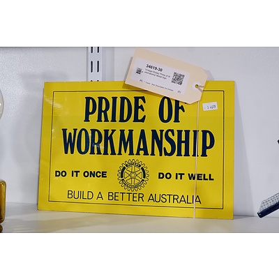 Vintage Rotary 'Pride of Workmanship' Metal Sign