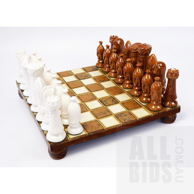 Vintage Pottery Chess Set and Board