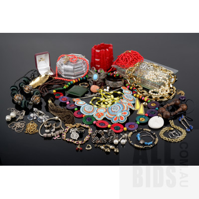 Large Collection of Vintage Costume and Sterling Silver Jewellery, Including Dinosaur Designs, Faux Tortoiseshell, Rolled Gold Bracelet, Villeroy & Boch Crystal Box, and More