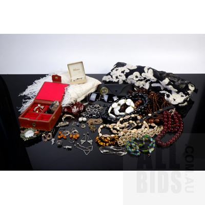 Large Collection of Vintage Costume and Sterling Silver Jewellery, Including Amber, Rayban Sunglasses, Vintage Scarves and More