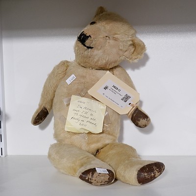 Vintage Mohair and Straw Filled Teddy Bear