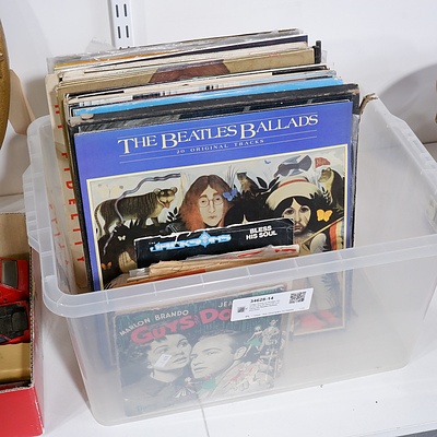 Large Group of Vintage Vinyl LPs and 45 Records Including the Beatles Ballads and Abba
