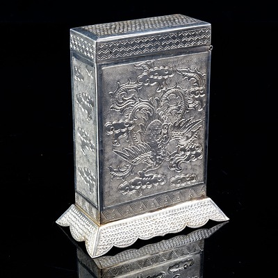 Eastern Silver Cigarette Box with Dragon Motif