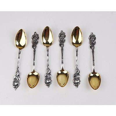 Set of Six .830 Silver Coffee Spoons, Finland 1964, 66g
