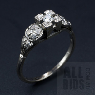 Antique 18ct White Gold Diamond Ring, 2.5g
