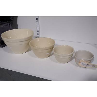 Four Vintage Australian Pottery Mixing Bowls including Fowler Ware, Bakewells and Hoffmans
