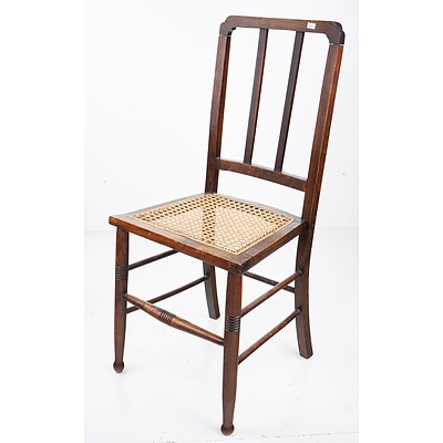 Edwardian Walnut Side Chair with Rattan Seat