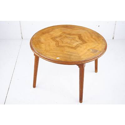 Antique Circular Blackwood and Black Walnut Side Table Circa 1930s