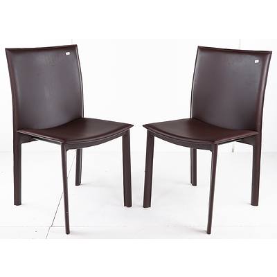 Pair of Mario Bellini Style Leather Clad Chairs
