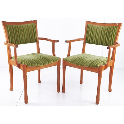 Pair of Retro Chiswell Blackwood Framed Carver Chairs