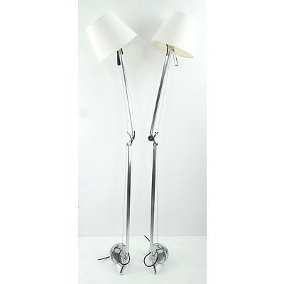Pair of Large Contemporary Wall Mounted Adjustable Lights with Shades