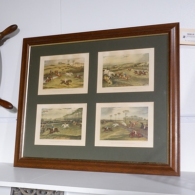 Framed Set of Four Vintage Style Hunting Scene prints