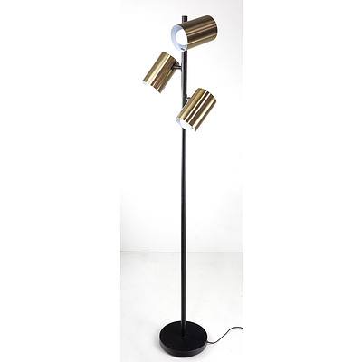 Vintage Three Head Floor Lamp with Brushed Aluminium Shades