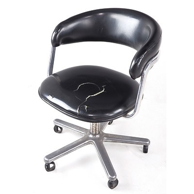 Featherston Interiors Retro Chrome Framed and Black Vinyl Upholstered Office Chair