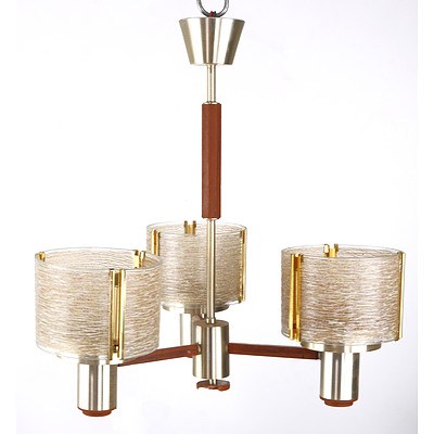 1970s Three Branch Ceiling Light with Glass Shades