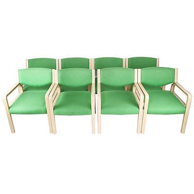 Set of Eight Sebel Pastoe Retro Green Fabric Upholstered Chairs
