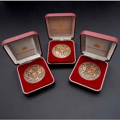 Three RAM Wildflower Bronze Medallions