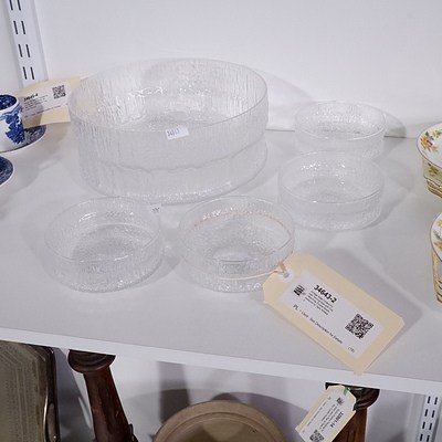 Vintage Iittala Finland Paadar Serving Bowl with Four Matching Smaller Bowls - designed by Tapio Wirkkala