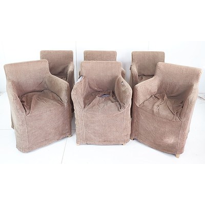 Set of Six Contemporary Dining Chairs with Removable Covers