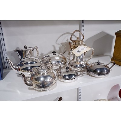 Large Group of Silverplate Tea and Coffee Pots