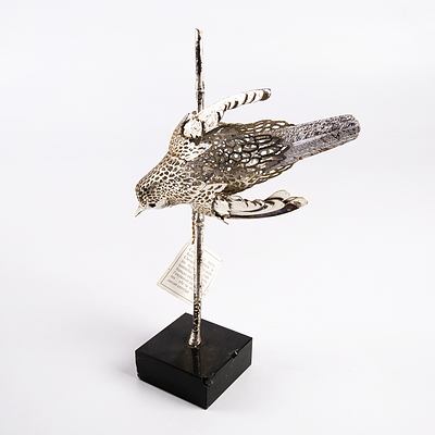 Christofle of France Silverplate Bird on a Reed with Marble Base