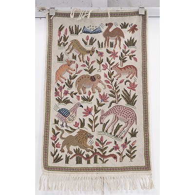 Turkish Hand Crafted tapestry Mat with Animal Motif
