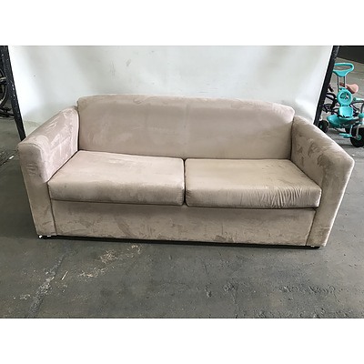 Beige Micro Swede Two Seat Sofa Bed