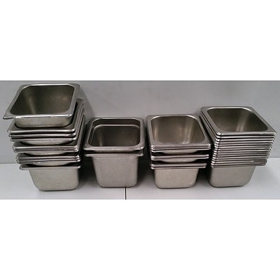 Lot Of Assorted Stainless Steel Food Preparation Tubs - Lot Of 35