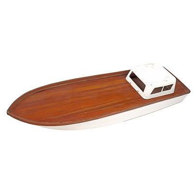 Vintage Hand Crafted Wooden Model Speed Boat